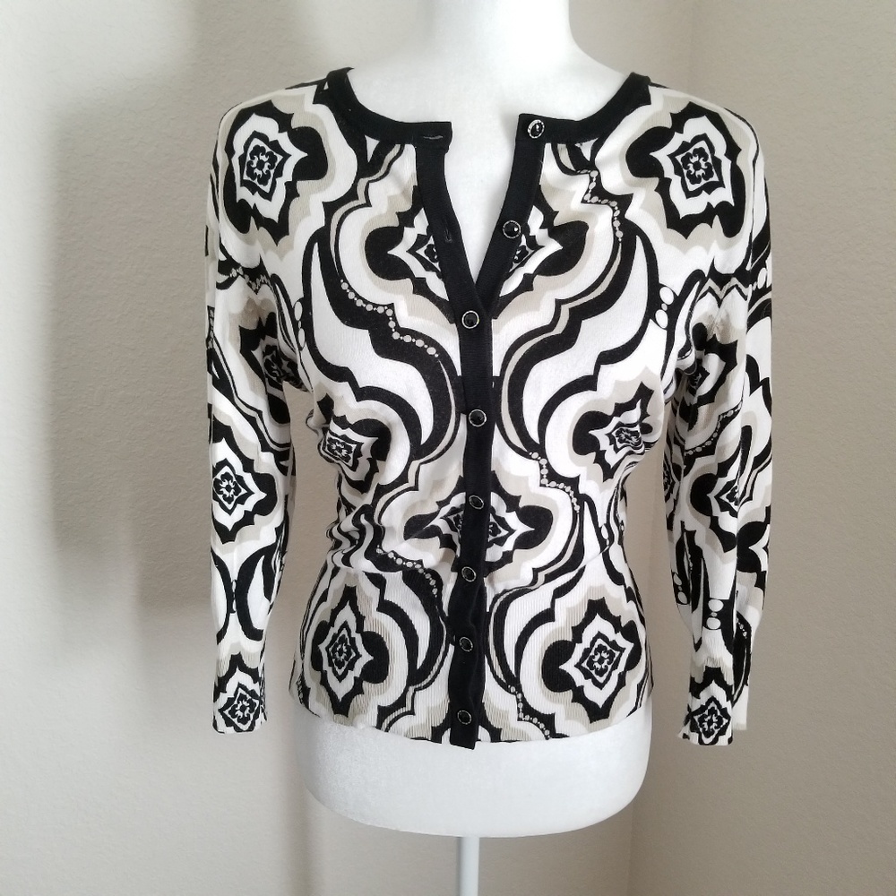 WHBM Mid-Sleeve Button Down Cardigan Sweater